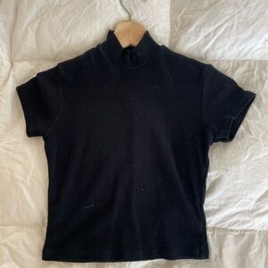 Brandy Melville Black Turtleneck Short Sleeve Tee